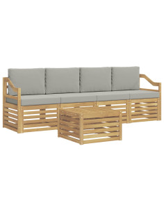Set di divani da esterno 5 pcs Bianco e Grigio Chiaro 2