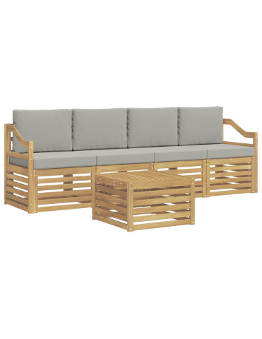 Set di divani da esterno 5 pcs Bianco e Grigio Chiaro