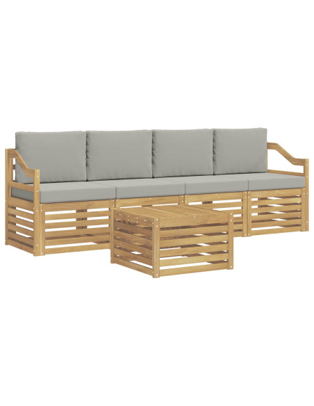 Set di divani da esterno 5 pcs Bianco e Grigio Chiaro