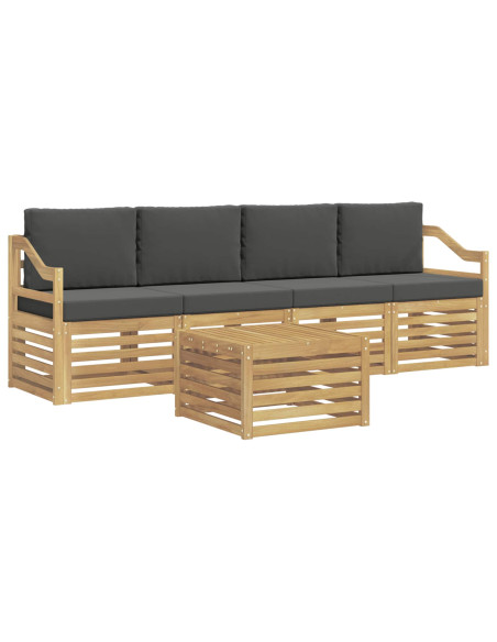 Set di divani da esterno 5 pcs Bianco e Antracite Poliestere