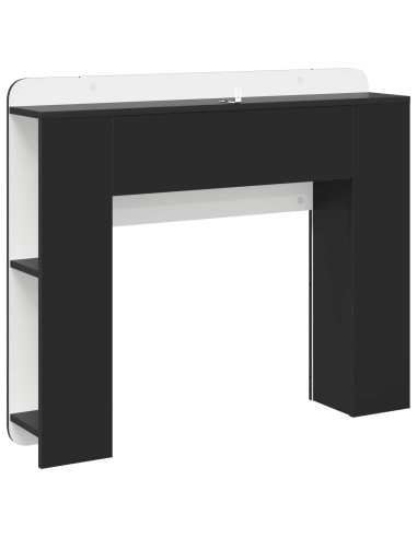 Testata del letto con archiviazione Nero Legno ingegnerizzato