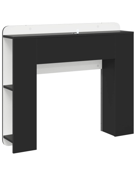 Testata del letto con archiviazione Nero Legno ingegnerizzato
