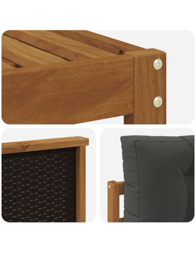 Set di divani da esterno con cuscino 6 pcs Naturale e Antracite