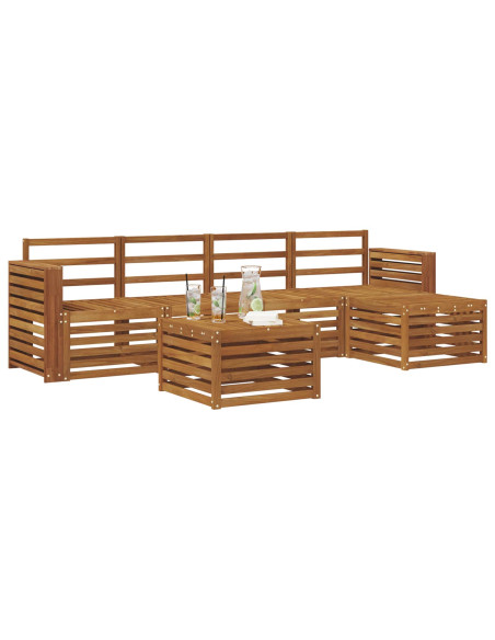 Set divani 6 pcs Naturale Legno di Acacia Massello