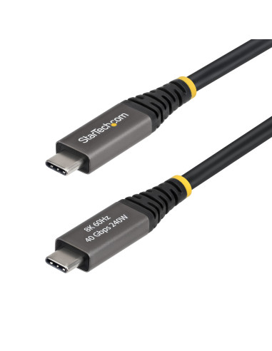 StarTech.com Cavo USB4 da 2m, 40 Gbps, Cavo USB-C Attivo, 240W PD, 8K 60Hz / 4K 240 Hz DP2.1 DP40, Rivestimento in TPE, Compatib