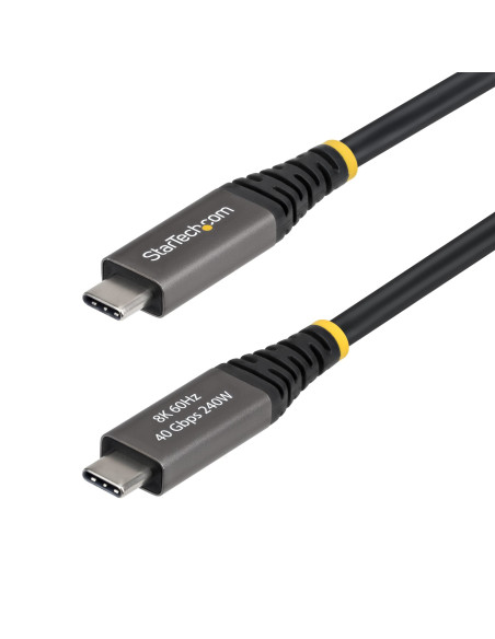 StarTech.com Cavo USB4 da 2m, 40 Gbps, Cavo USB-C Attivo, 240W PD, 8K 60Hz / 4K 240 Hz DP2.1 DP40, Rivestimento in TPE, Compatib