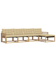Set di divani da esterno con cuscino 5 pcs Bianco e Beige 2