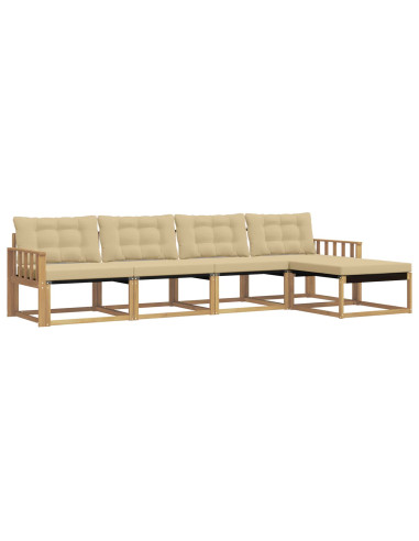 Set di divani da esterno con cuscino 5 pcs Bianco e Beige