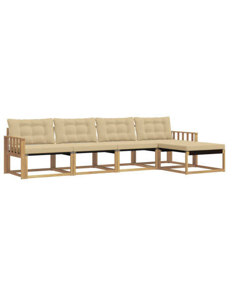 Set di divani da esterno con cuscino 5 pcs Bianco e Beige