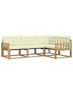 Set di divani da esterno con cuscino 4 pcs Bianco e Crema 2
