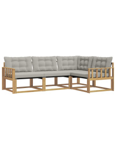 Set di divani da esterno 4 pcs Bianco e Grigio Chiaro 2