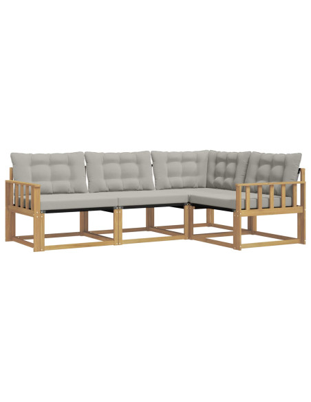 Set di divani da esterno 4 pcs Bianco e Grigio Chiaro