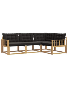 Set di divani da esterno con cuscino 4 pcs Bianco e Nero 2