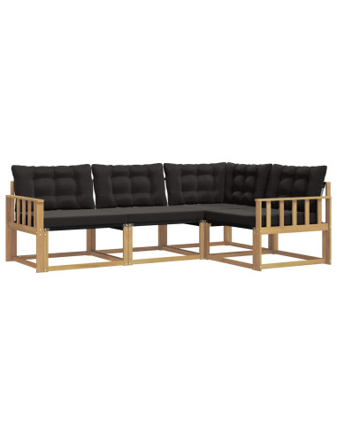 Set di divani da esterno con cuscino 4 pcs Bianco e Nero