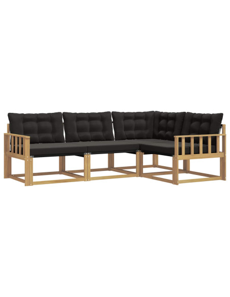 Set di divani da esterno con cuscino 4 pcs Bianco e Nero