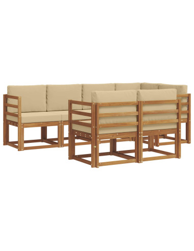 Set di divani con cuscino 7 pcs Naturale e Beige