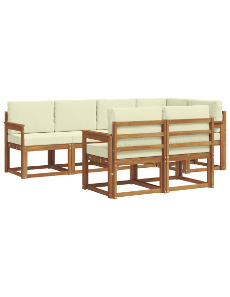 Set di divani con cuscino 7 pcs Naturale e Crema