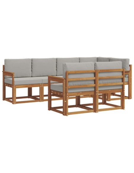 Set di divani con cuscino 7 pcs Grigio Naturale e Chiaro