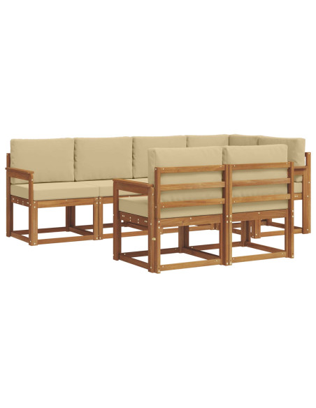Set di divani con cuscino 7 pcs Naturale e Beige
