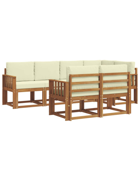 Set di divani con cuscino 7 pcs Naturale e Crema