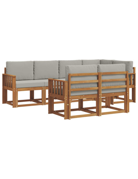Set di divani con cuscino 7 pcs Grigio Naturale e Chiaro