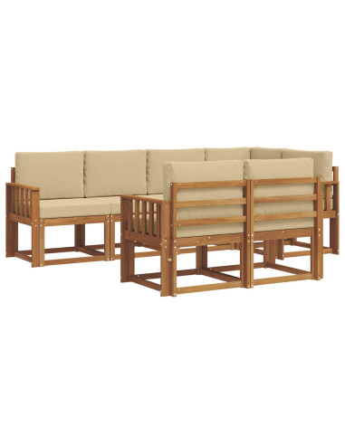 Set di divani con cuscino 7 pcs Naturale e Beige