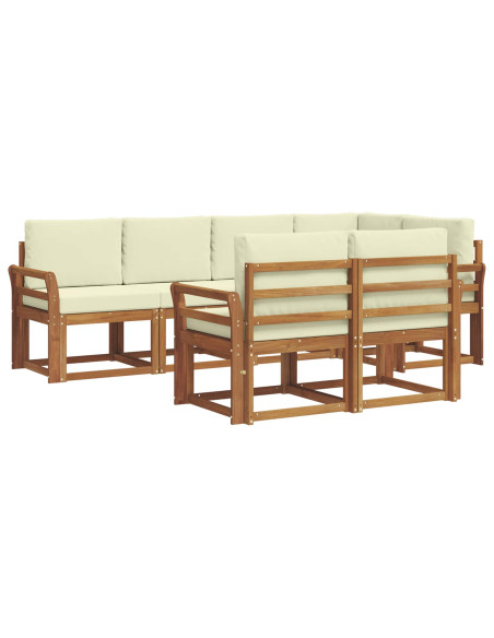 Set di divani con cuscino 7 pcs Naturale e Crema