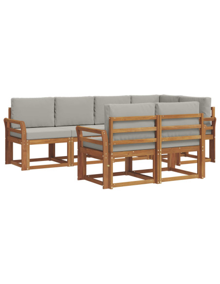 Set di divani con cuscino 7 pcs Grigio Naturale e Chiaro