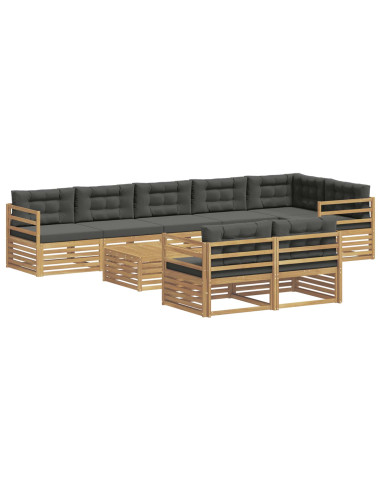 Set di divani da esterno con cuscino 9 pcs Bianco e Antracite