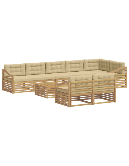 Set di divani da esterno con cuscino 9 pcs Bianco e Beige