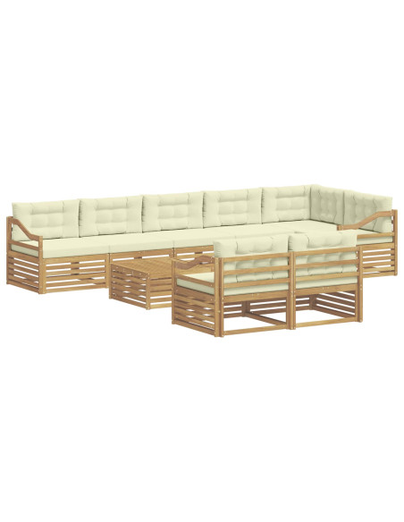 Set di divani da esterno con cuscino 9 pcs Bianco e Crema