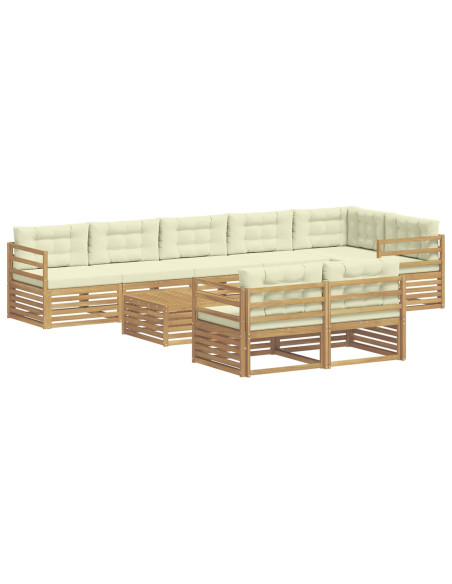 Set di divani da esterno con cuscino 9 pcs Bianco e Crema