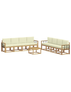 Set di divani da esterno con cuscino 9 pcs Bianco e Crema 2