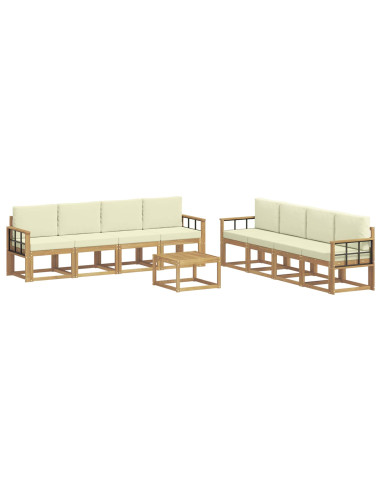 Set di divani da esterno con cuscino 9 pcs Bianco e Crema