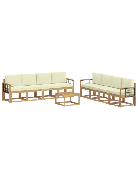 Set di divani da esterno con cuscino 9 pcs Bianco e Crema