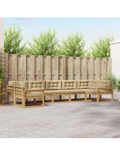 Set di divani da esterno con cuscino 7 pcs Bianco e Beige