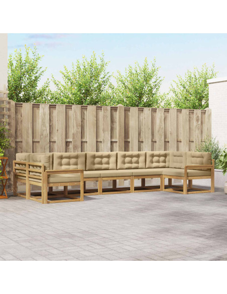 Set di divani da esterno con cuscino 7 pcs Bianco e Beige