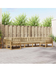 Set di divani da esterno con cuscino 7 pcs Bianco e Beige