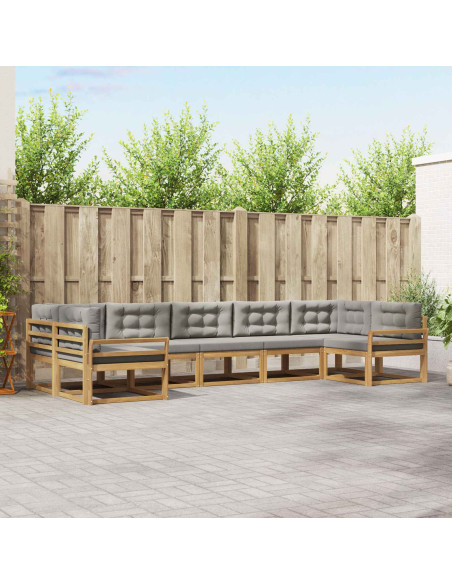 Set di divani da esterno 7 pcs Bianco e Grigio Chiaro