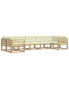 Set di divani da esterno con cuscino 7 pcs Bianco e Crema 2