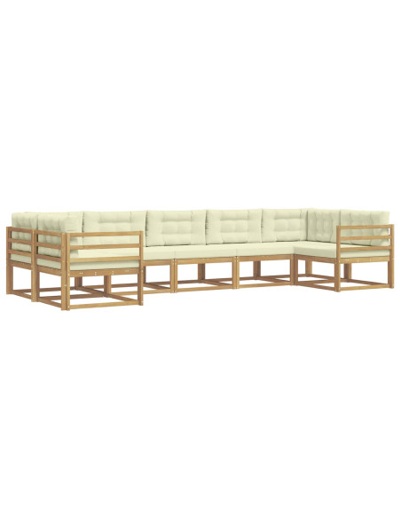 Set di divani da esterno con cuscino 7 pcs Bianco e Crema
