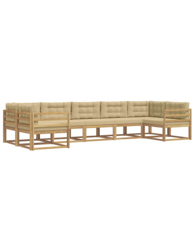 Set di divani da esterno con cuscino 7 pcs Bianco e Beige