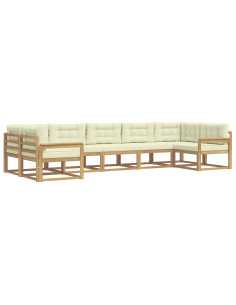 Set di divani da esterno con cuscino 7 pcs Bianco e Crema 2