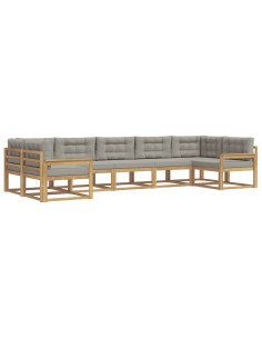 Set di divani da esterno 7 pcs Bianco e Grigio Chiaro 2