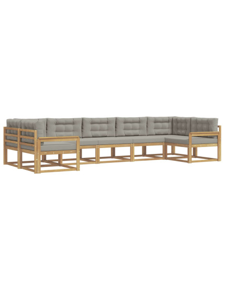 Set di divani da esterno 7 pcs Bianco e Grigio Chiaro