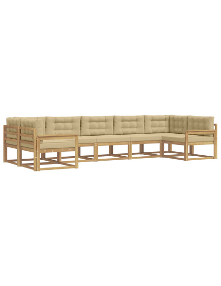 Set di divani da esterno con cuscino 7 pcs Bianco e Beige