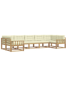 Set di divani da esterno con cuscino 7 pcs Bianco e Crema 2