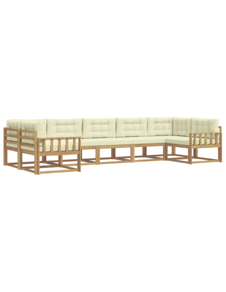 Set di divani da esterno con cuscino 7 pcs Bianco e Crema