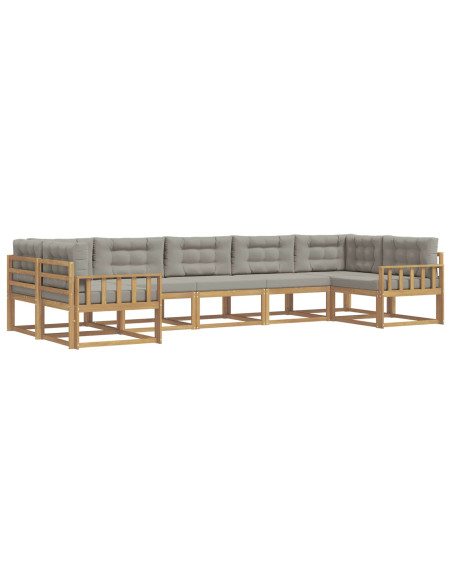 Set di divani da esterno 7 pcs Bianco e Grigio Chiaro