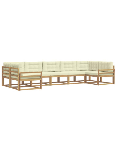 Set di divani da esterno con cuscino 7 pcs Bianco e Crema